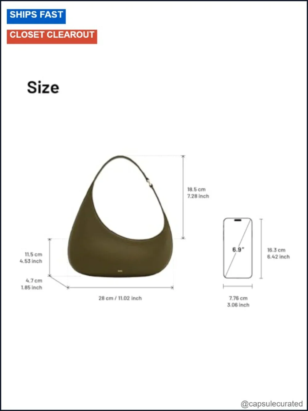 Vegan Leather Crescent Hobo Bag Fits iPhone 15 Pro Max Oprah's Favorite - Picture 4 of 6
